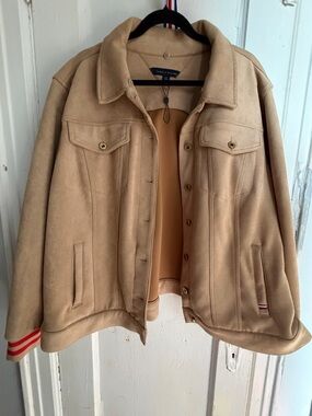 Tommy Hilfiger Tan Bomber-Style Button Jacket